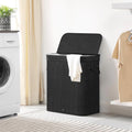 26 Gallon Black Bamboo Wood Laundry Hamper Basket w/ Removable Washable Cotton Bag