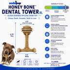 Honey Bone Dental Tower - Indestructible Nylon Dog Chew Toy XL | USA Made