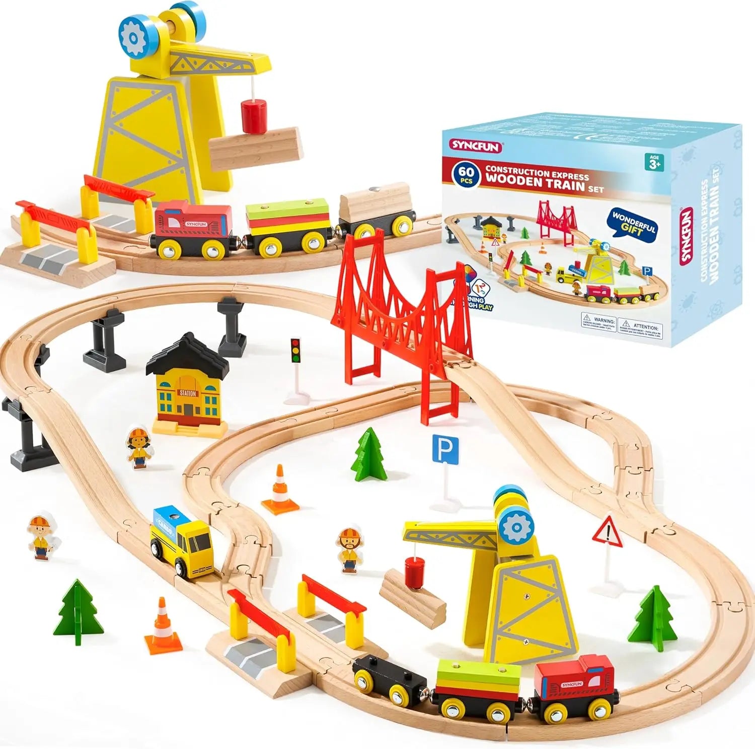 Joyfy 110/60 Pcs Wooden Train Set