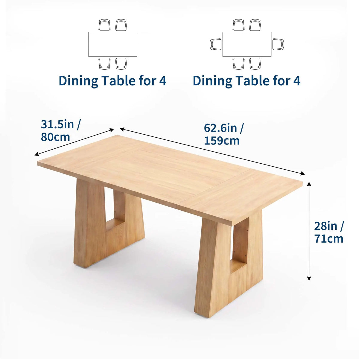 Mid Century Rectangular Dining Table, 4 Colors