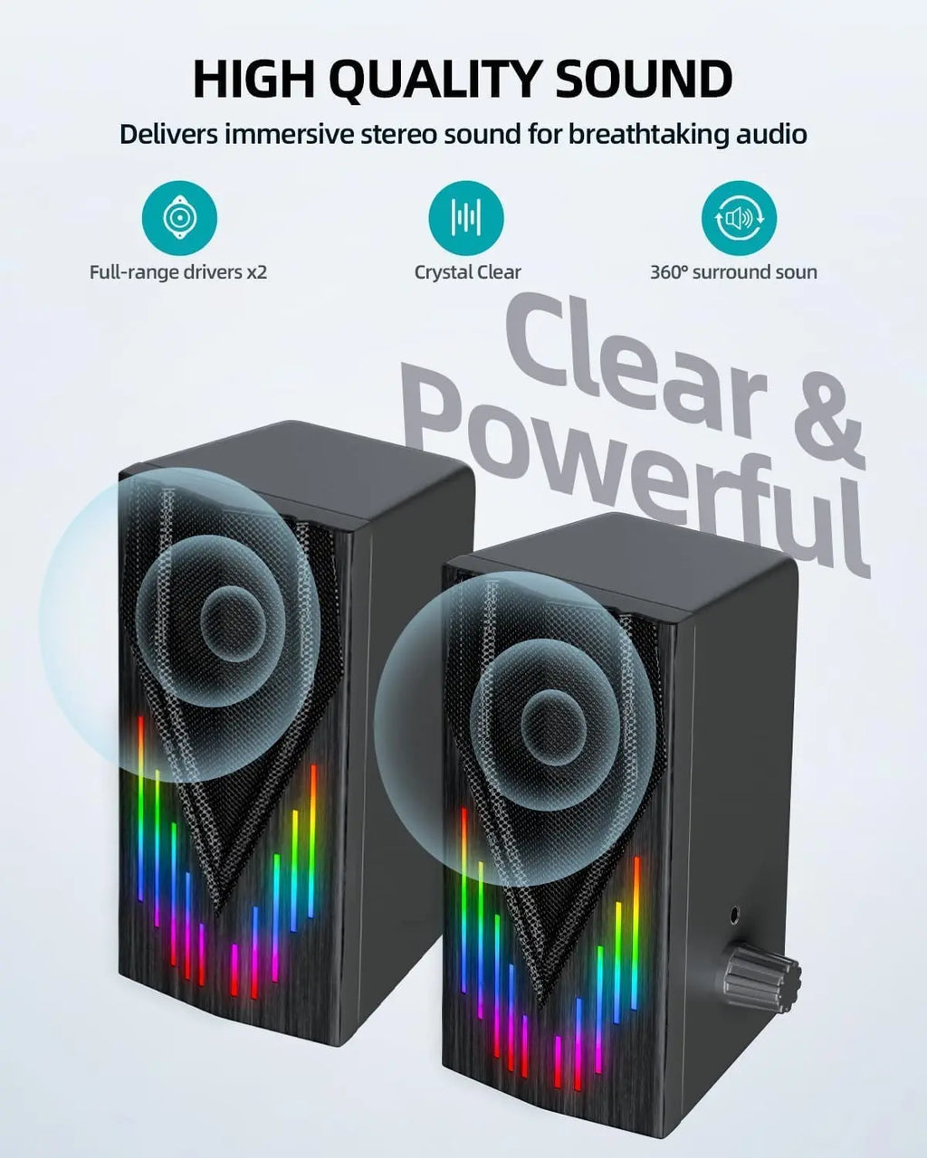USB-Powered Computer Speakers With RGB Lights