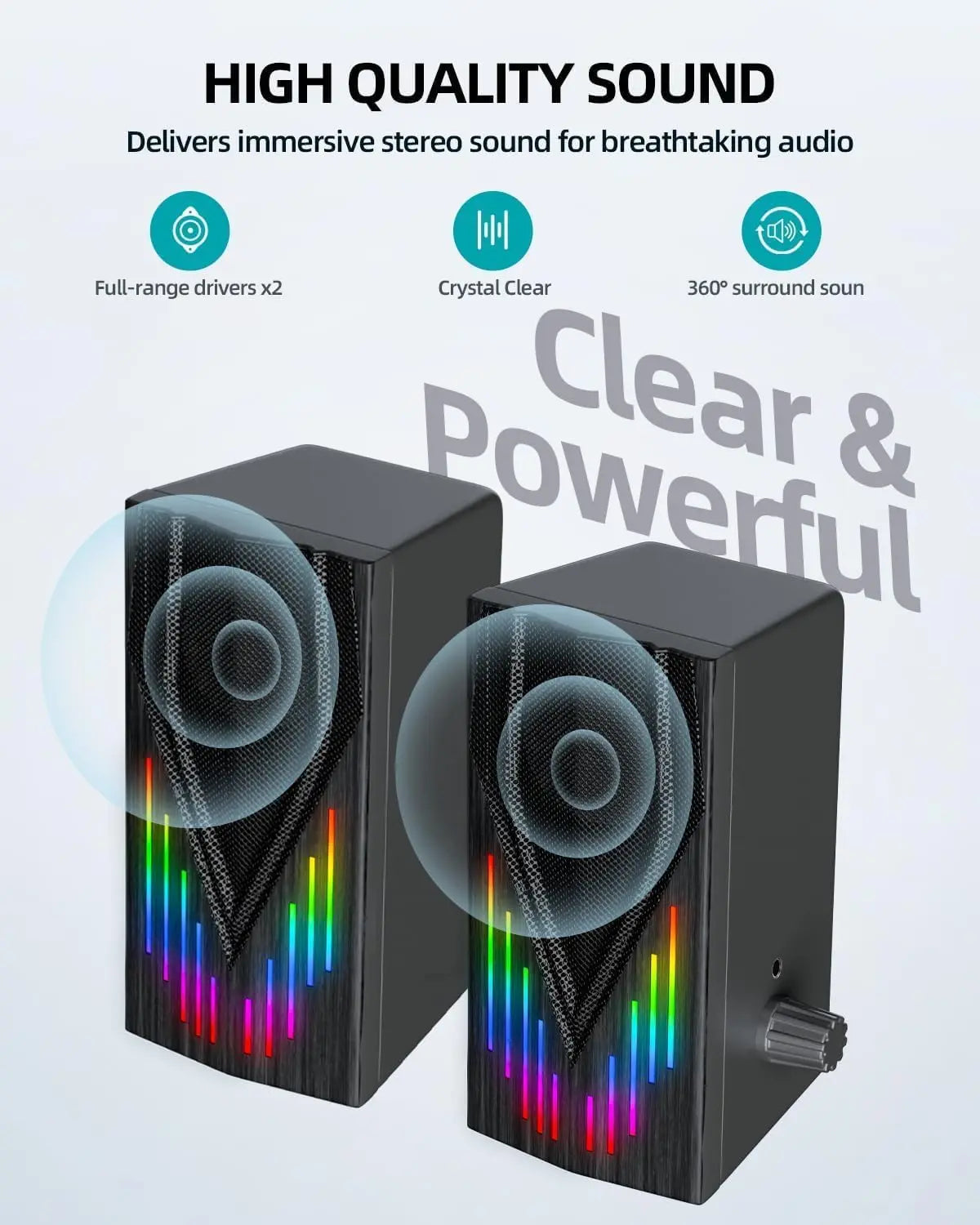 USB-Powered Computer Speakers With RGB Lights