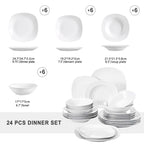 MALACASA Elisa 24-Pc Ceramic Porcelain Tableware