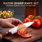 16-Pc Stainless Steel & Acacia Kitchen Knife Set