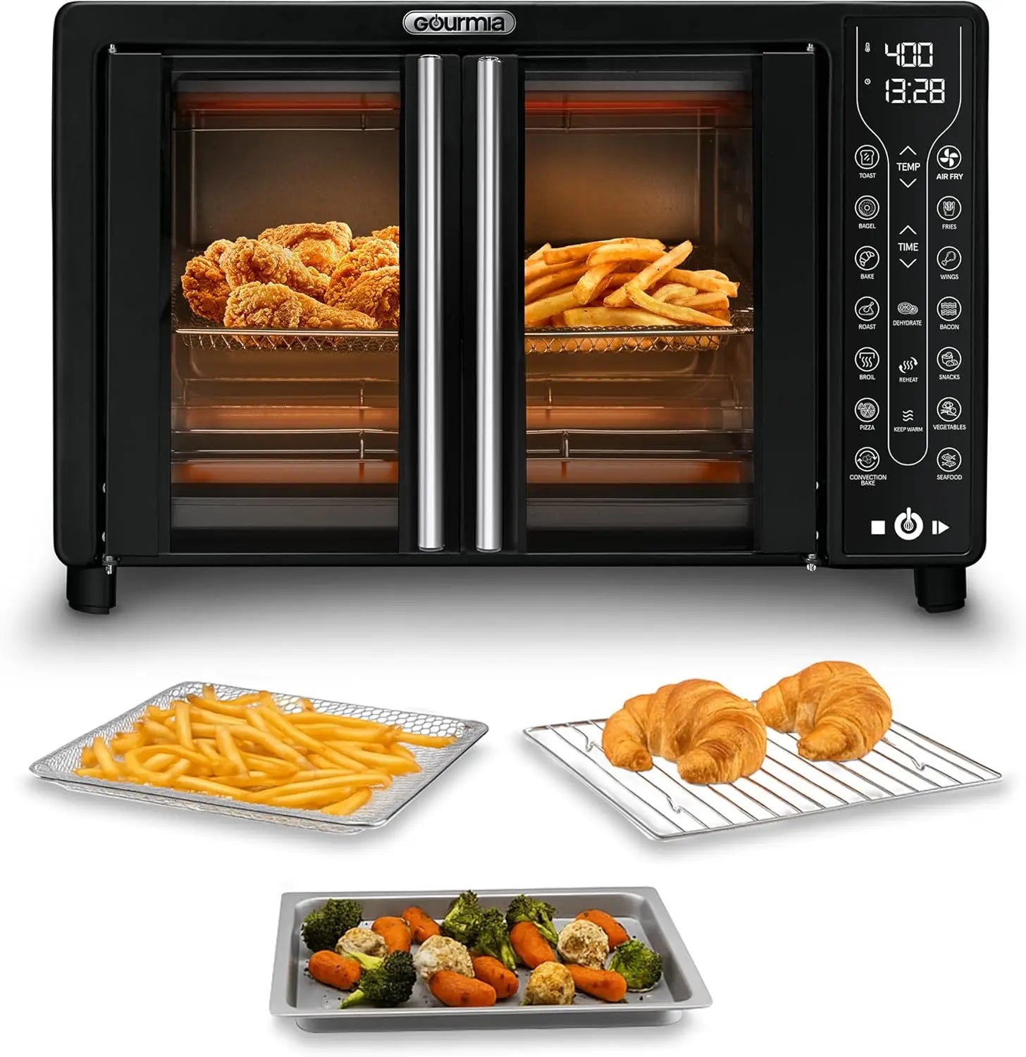 Gourmia French-Door Air Fryer, Convection Oven – 25 Qt