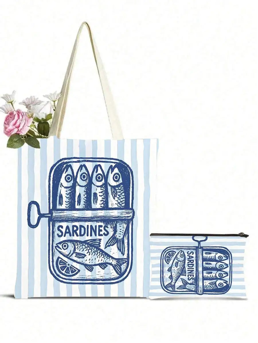 Reusable Tote Bag And Cosmetic Pouch Set