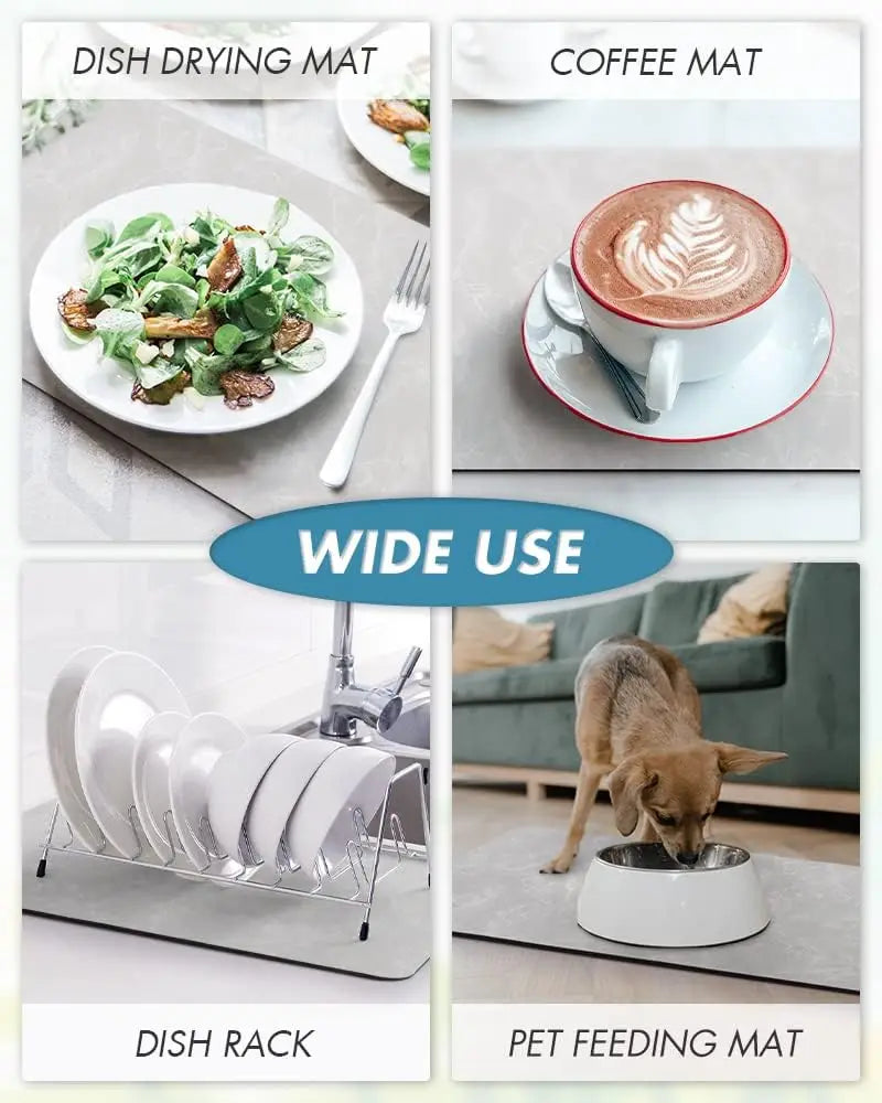 Absorbent Dish Drying & Coffee Station Mat, Various Colors, Sizes
