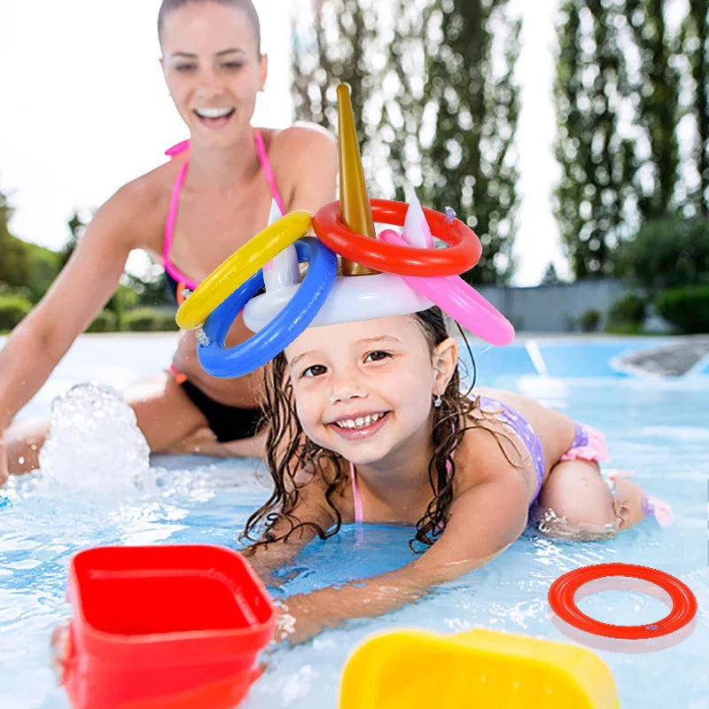 Unicorn Inflatable Ring Toss Game | Kids Beach Pool Toy