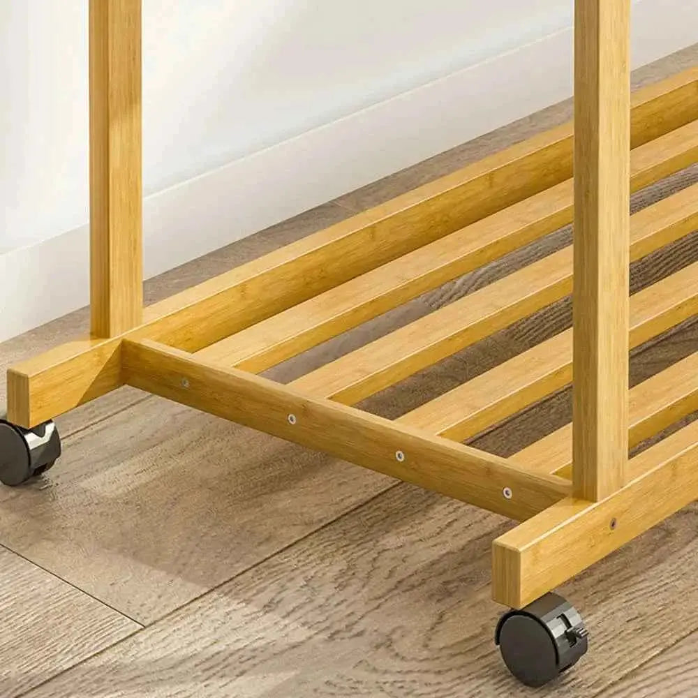 Bamboo Garment Rack with Storage Shelves Coat Rack