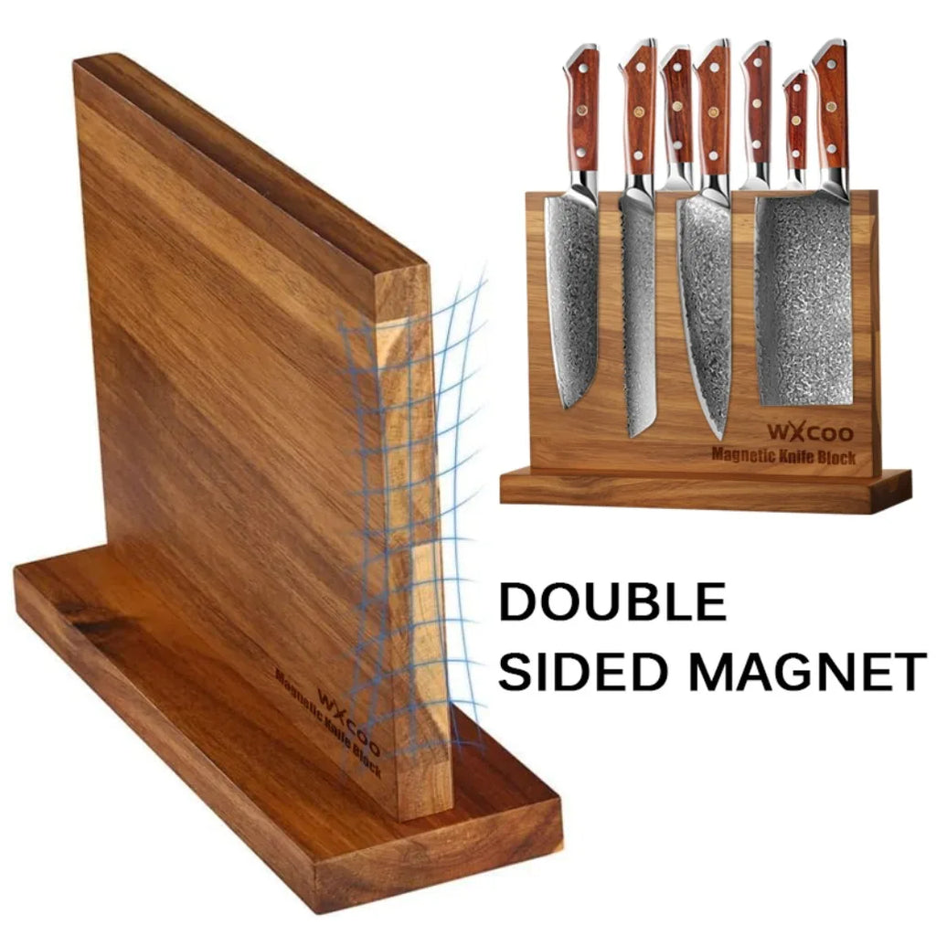 Double-sided Wooden Magnetic Knife Block Holder Rack