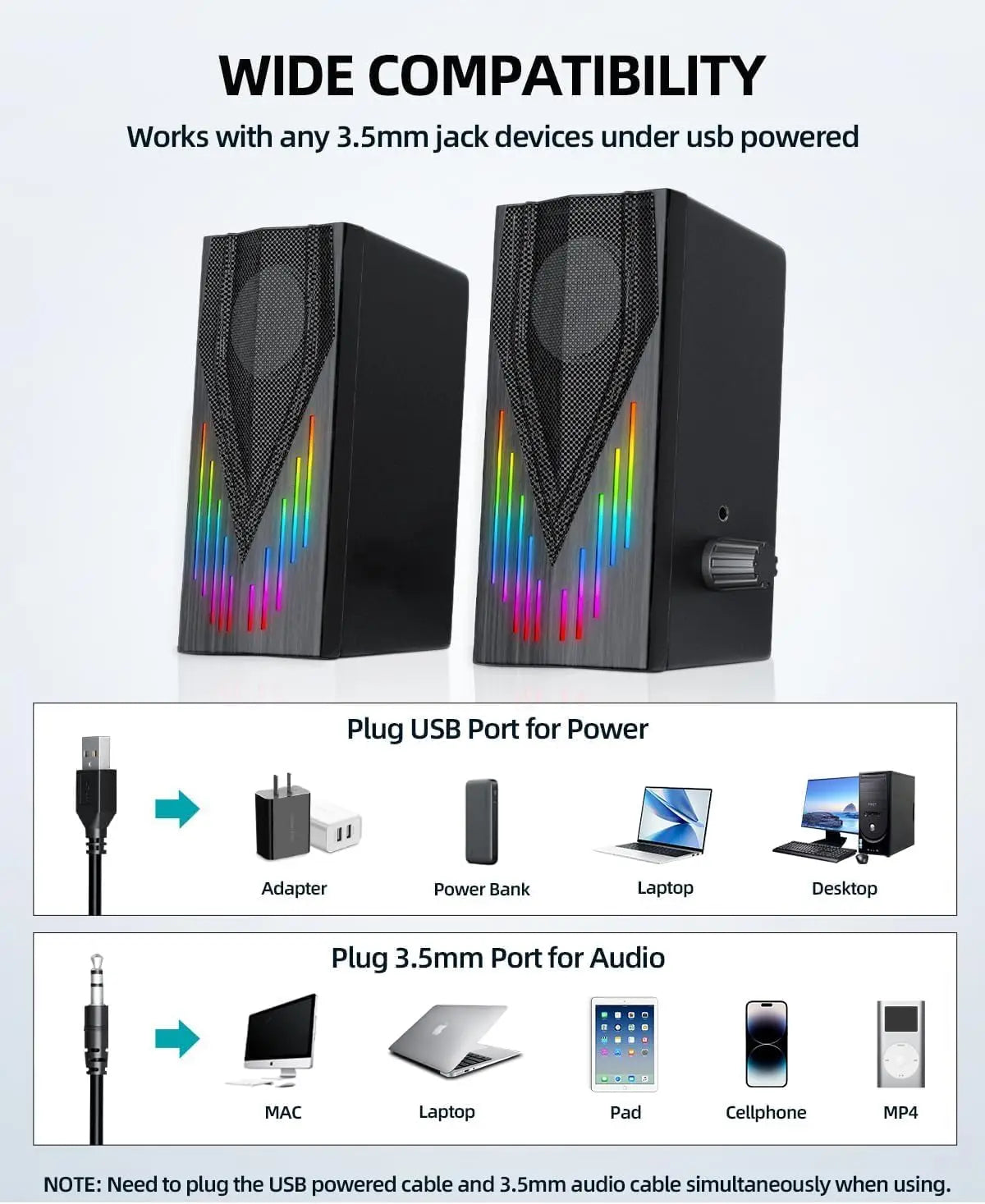 USB-Powered Computer Speakers With RGB Lights
