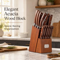 16-Pc Stainless Steel & Acacia Kitchen Knife Set