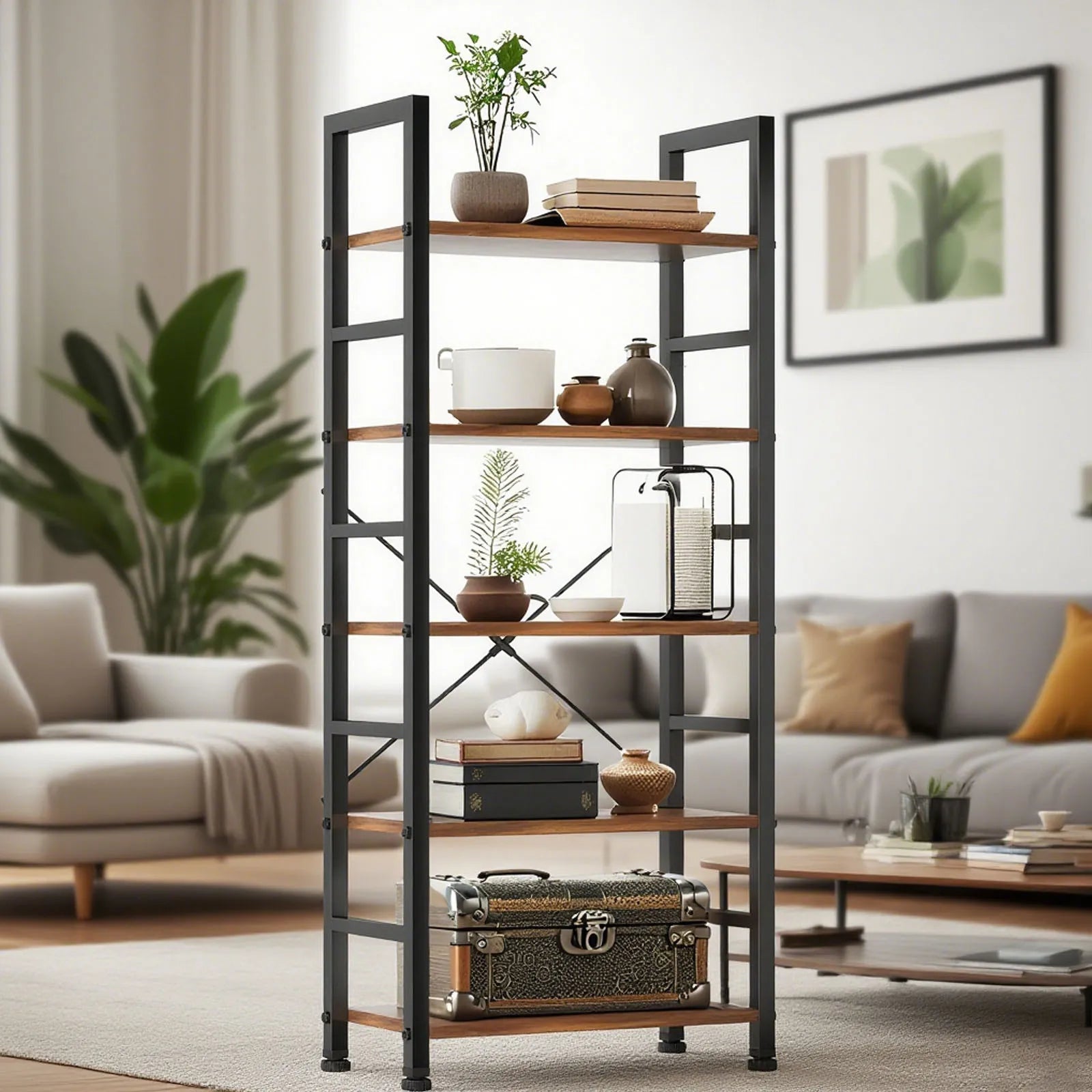 Book Shelf, 5 Tier Bookcase, Modern Bookshelf