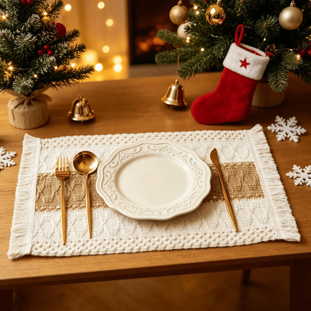6 Pcs Boho Macrame Placemat Set