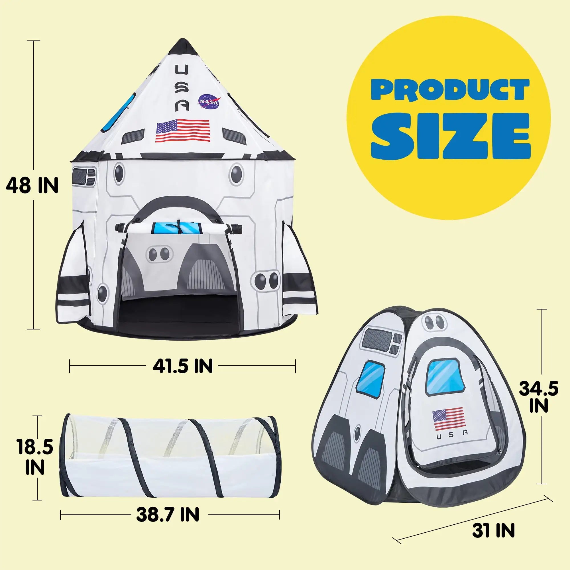 Joyfy Rocket Ship Play Tent With Tunnel