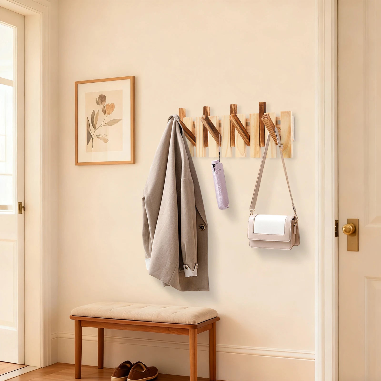 Carbonated Pine Wall Mount Coat/Towel Rack