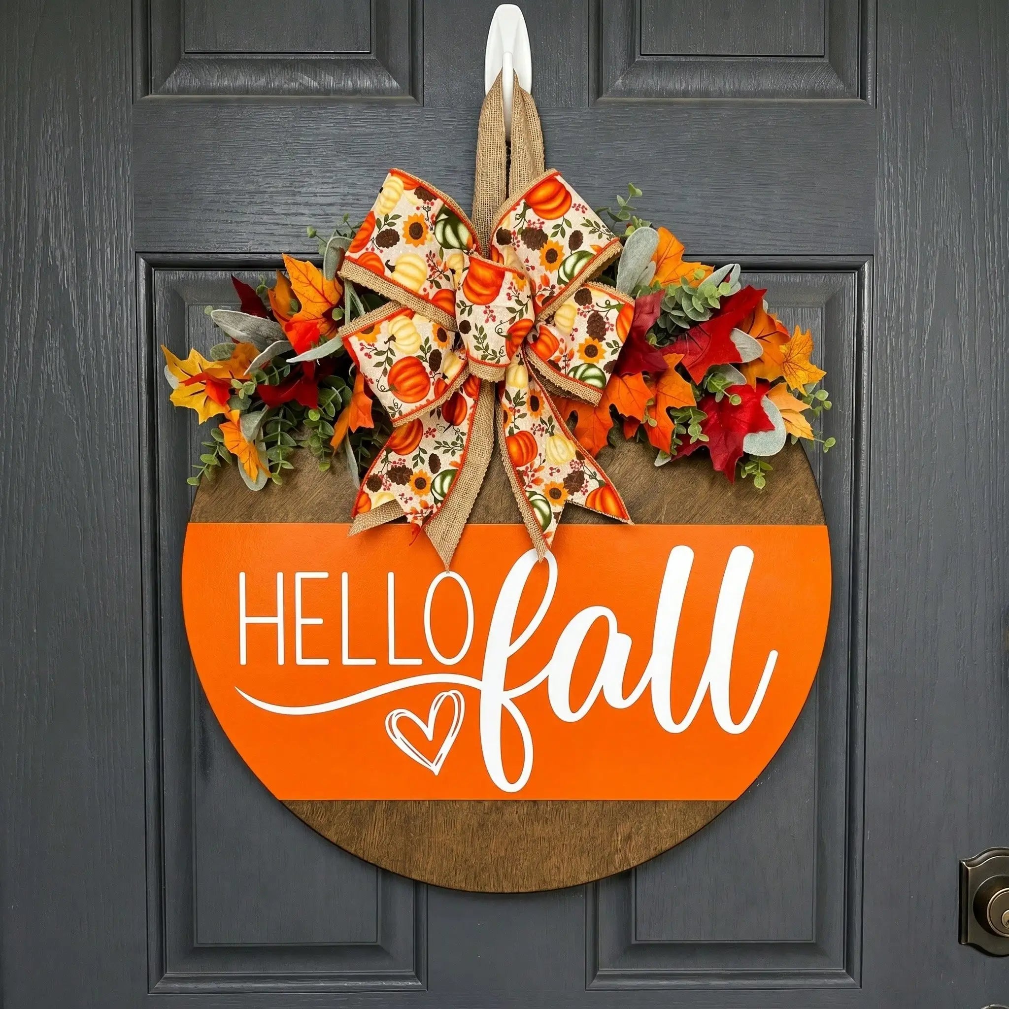 HELLO FALL Front Porch Sign Door Hanger