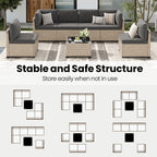 7-Piece Patio Rattan Set with Tempered Glass Table