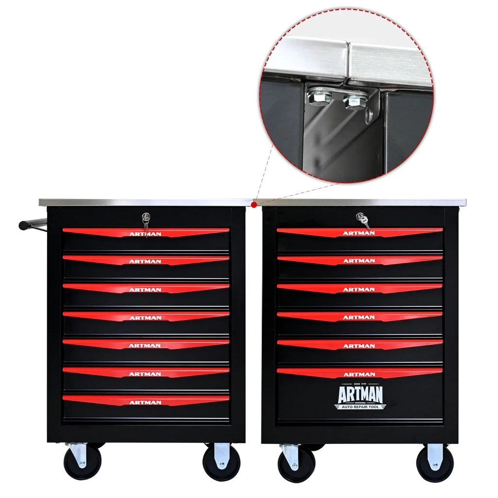 7 Drawer Rolling Tool Box Heavy-Duty Steel