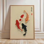Japanese Red Koi Fish Canvas Wall Art Minimalist Poster
