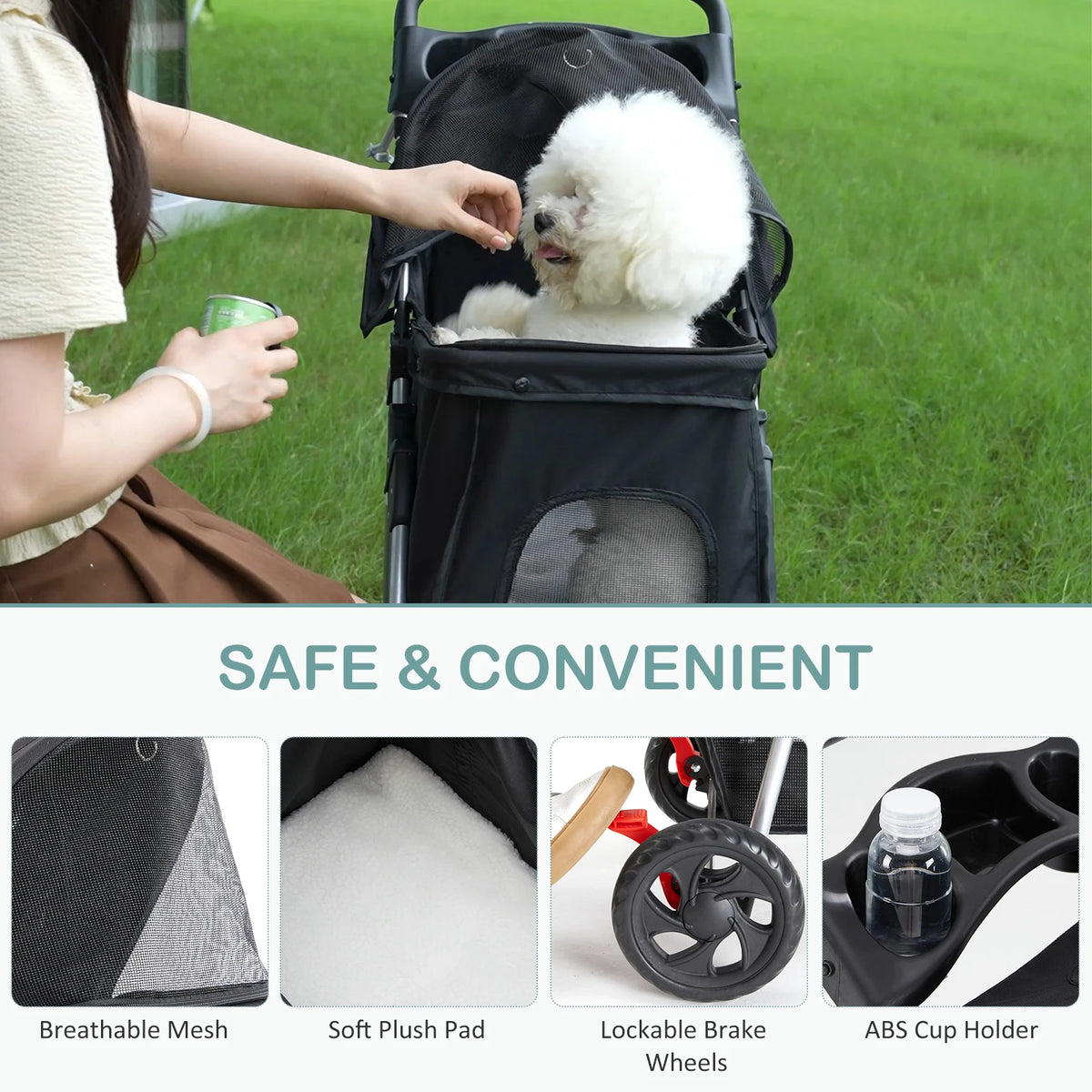 Foldable Pet Stroller For Dogs & Cats