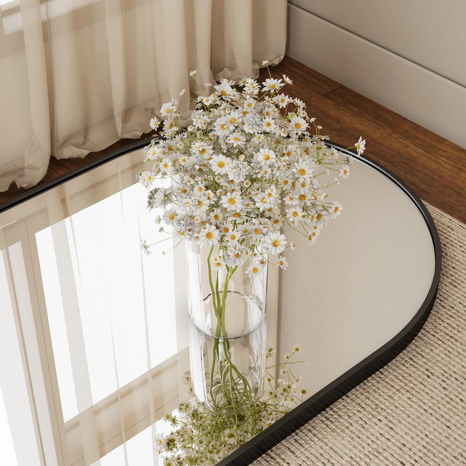 59x16" 64x21" 71x26" Black Arched Full-Length Mirror