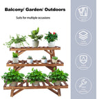 3-Tier Ladder Shelf Wood Plant Stand