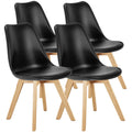 Set of 4 Wooden & PU-Leather Dining Chairs