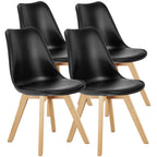 Set of 4 Wooden & PU-Leather Dining Chairs
