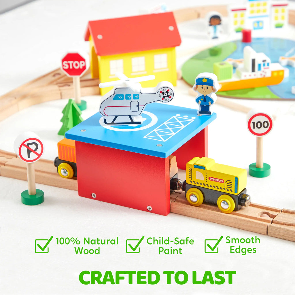 Joyfy 110/60 Pcs Wooden Train Set