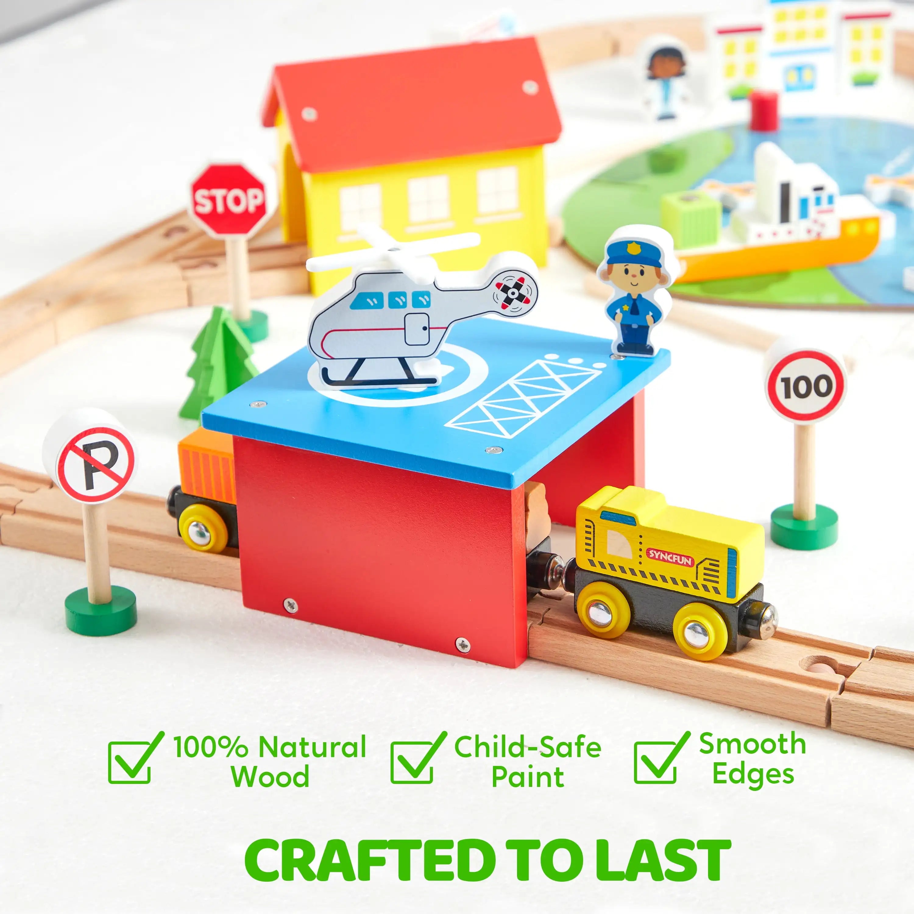 Joyfy 110/60 Pcs Wooden Train Set