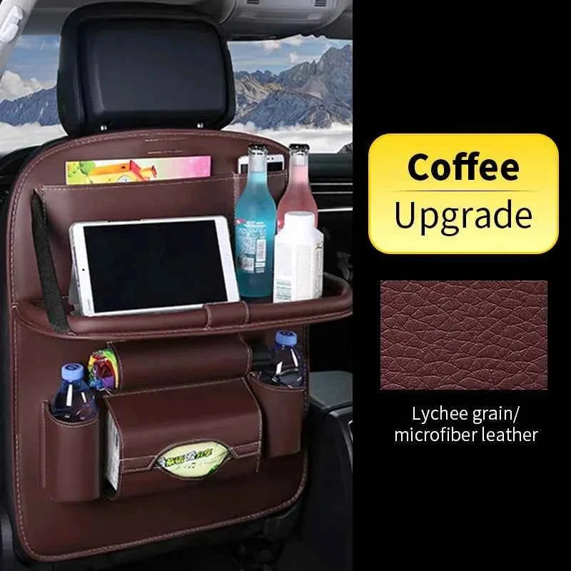 Back Seat Organizer with Foldable Table Tray Tablet Holder Tissue Box