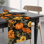 Autumn Harvest Linen Table Runner Fall Thanksgiving Pumpkin Printed Table Runner Outdoor Garden Party Kitchen Dining Table Decor