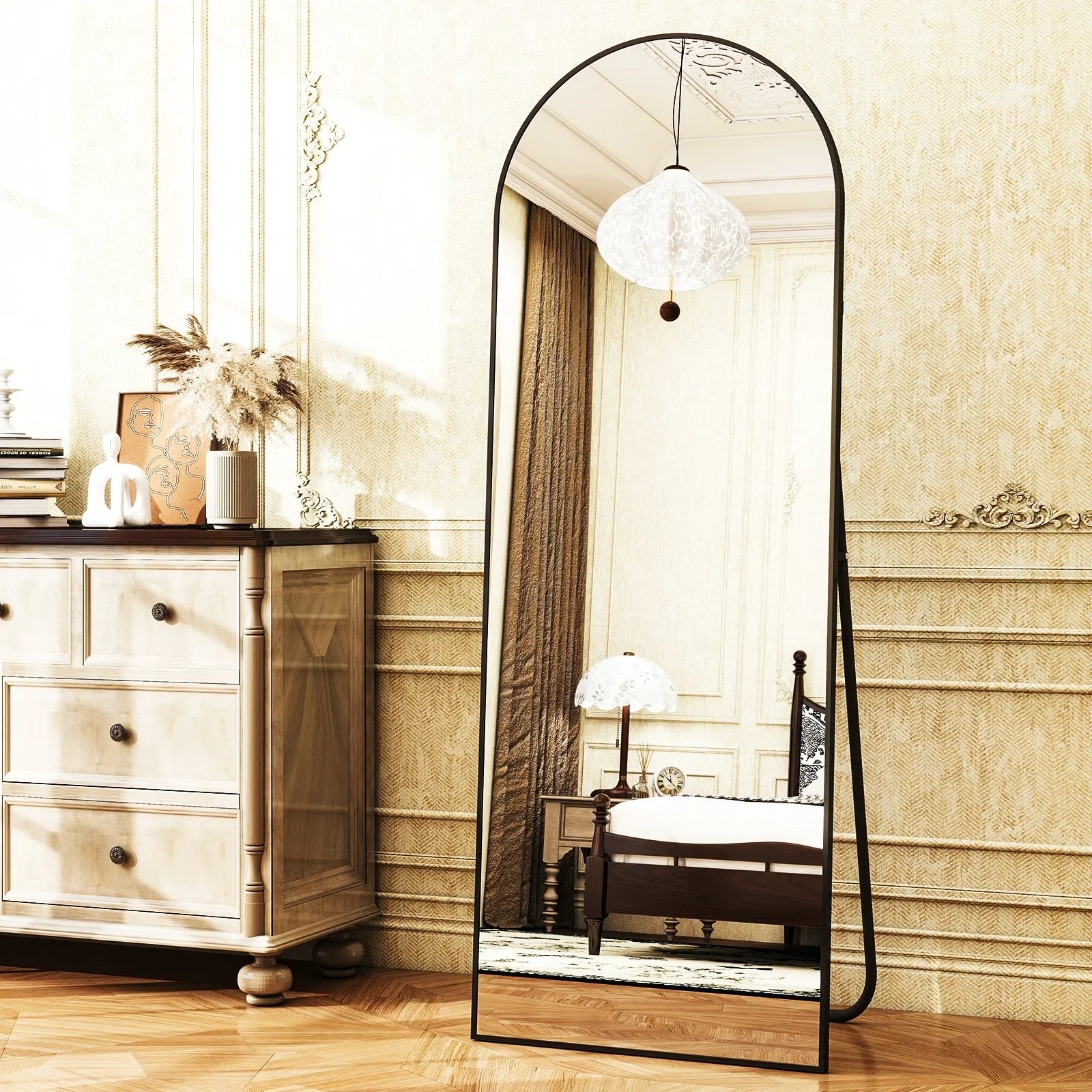 59x16" 64x21" 71x26" Black Arched Full-Length Mirror