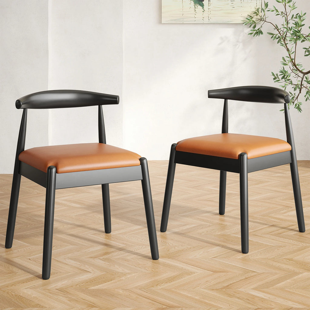 Mid-Century Modern Solid Wood Dining Chairs Set of 2