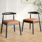 Mid-Century Modern Solid Wood Dining Chairs Set of 2
