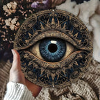 Evil Eye 8x8" Round Aluminum Wall Art - Versatile Home Decor for Living Room, Bathroom & More