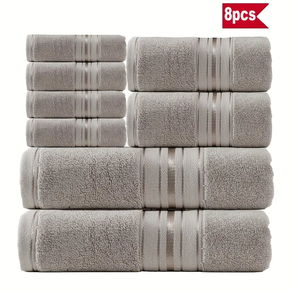 8 Piece Luxury Towel Set – 100% Ring Spun Cotton