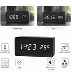 Wooden Digital Alarm Clock, With Temperature