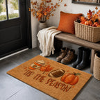 Coffee Pumpkin Leaf Football Coir Welcome Mat