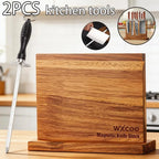 Double-sided Wooden Magnetic Knife Block Holder Rack