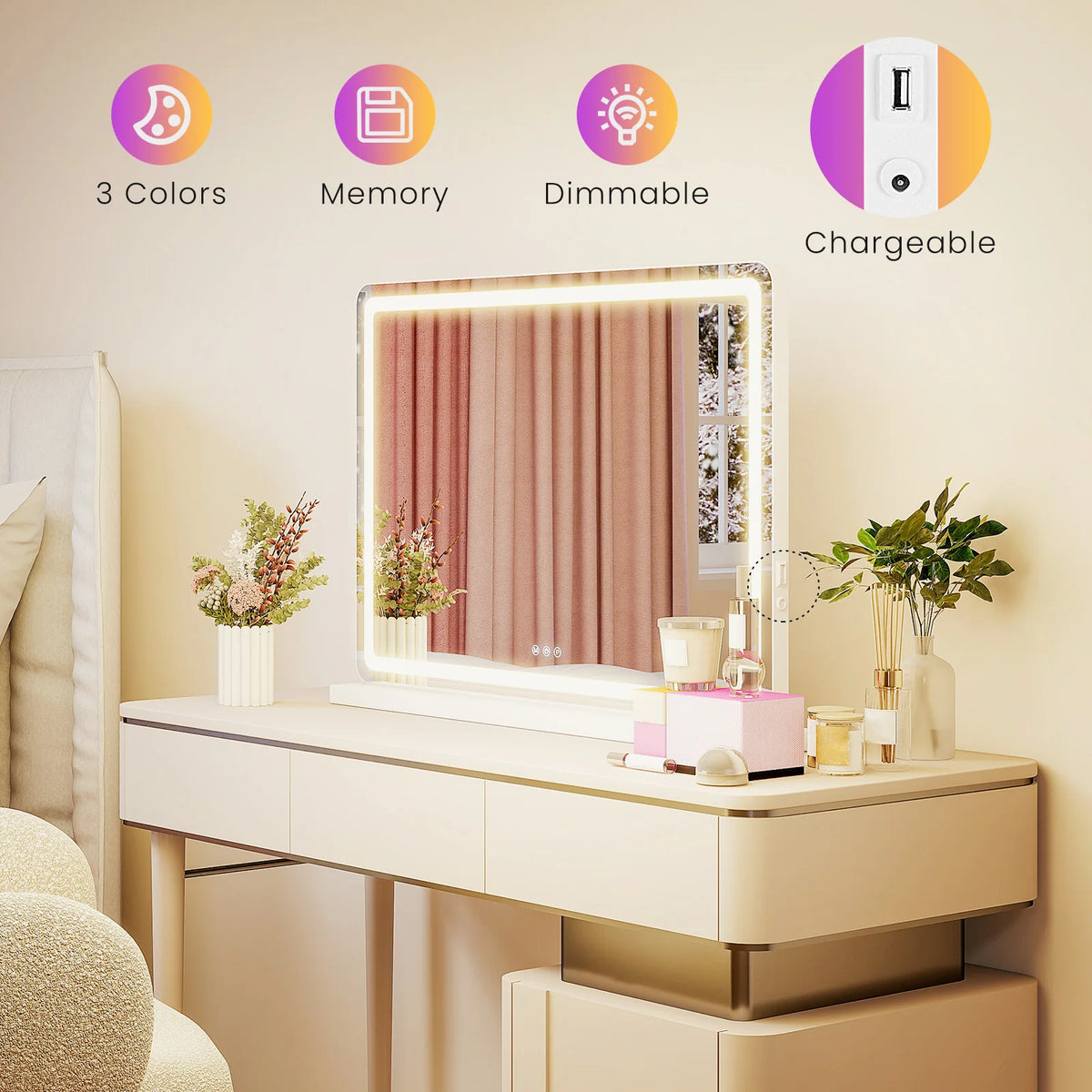 LED Vanity Mirror, Aluminum Frame Dimmable