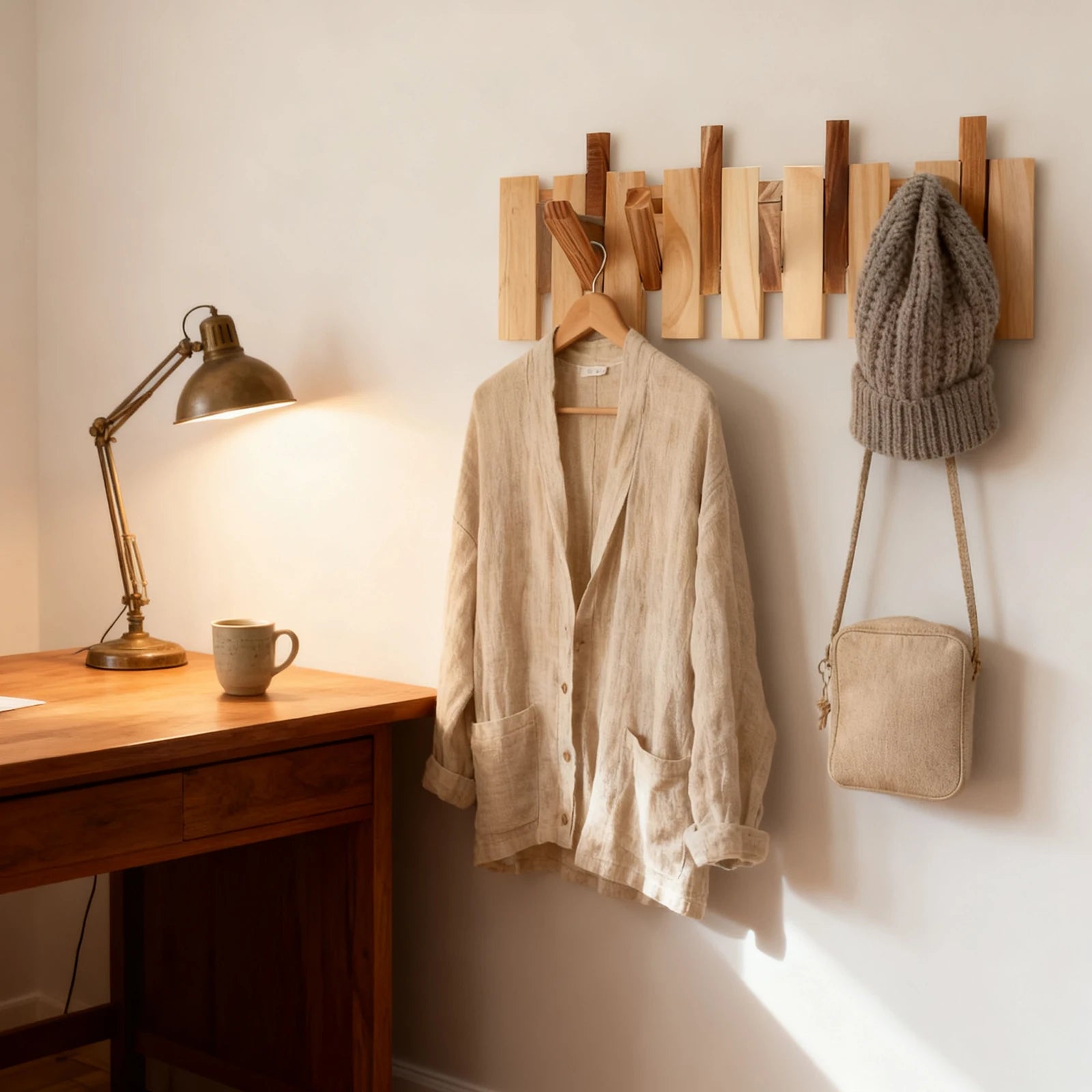 Carbonated Pine Wall Mount Coat/Towel Rack
