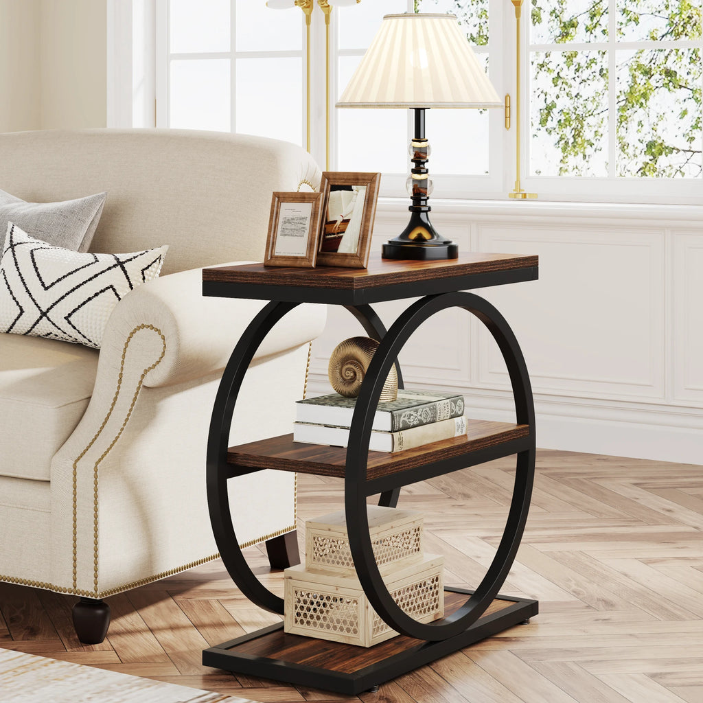 Modern/Retro/MCM End Table with 3 Storage Shelves
