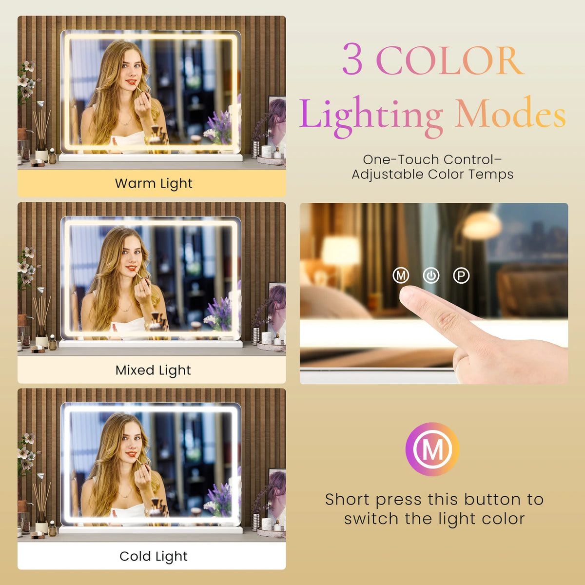 LED Vanity Mirror, Aluminum Frame Dimmable