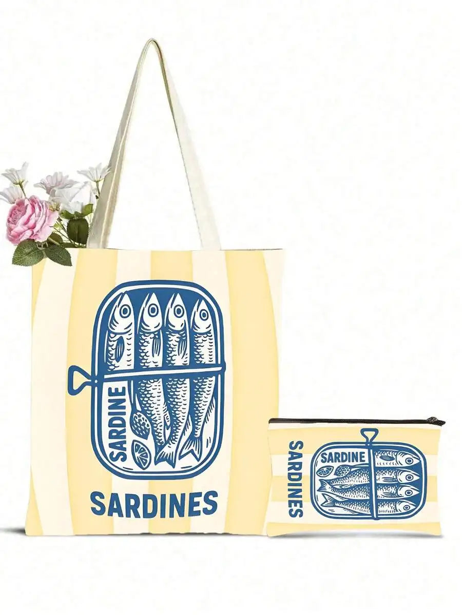 Reusable Tote Bag And Cosmetic Pouch Set
