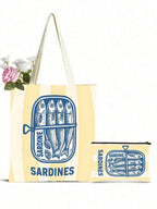 Reusable Tote Bag And Cosmetic Pouch Set