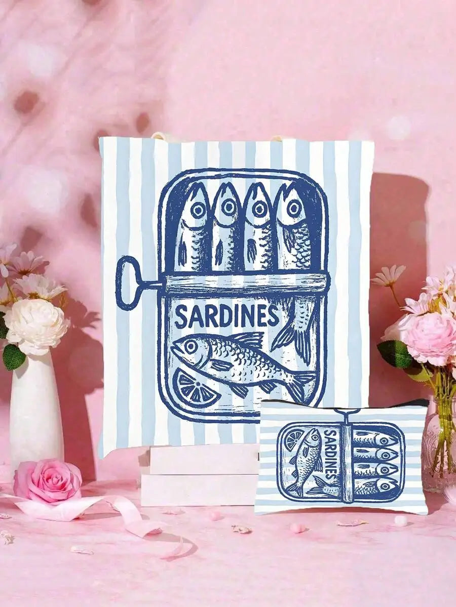 Reusable Tote Bag And Cosmetic Pouch Set