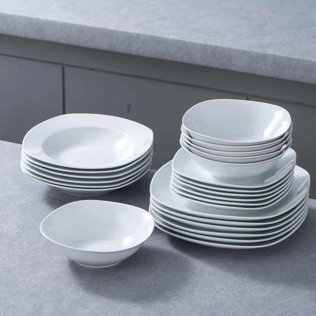 MALACASA Elisa 24-Pc Ceramic Porcelain Tableware
