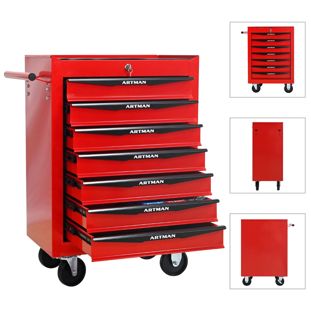 7 Drawer Rolling Tool Box Heavy-Duty Steel